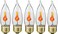 Creative Hobbies 10J Flicker Flame Light Bulb Flame Shaped E26 Standard Base Flickering Orange Glow Box of 5 Bulbs