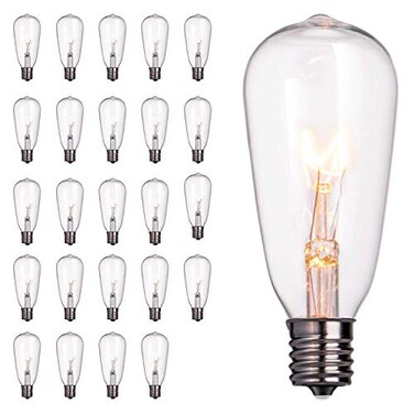 Brightown 24Pack Edison Replacement Light Bulbs7W E17 Screw Base ST40 Replacement Clear Glass Light Bulbs for Outdoor Patio ST40 String Lights Warm White