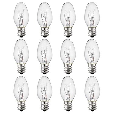 WokHok C7 Night Light Bulb 4 WattE12 Candelabra Base15 LumensSmall Light BulbNight Light Replacement BulbsClear Soft White 12 Pack