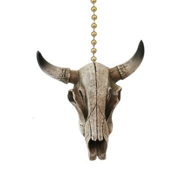 Clementine Bleached Steer Skull Western Ceiling Fan Pull Home Decor
