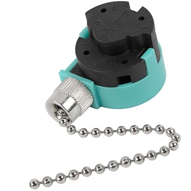 Bsentster Ceiling Fan Switch 4 Wire Zing Ear ZE268S6 Pull Chain Switch Replacement 3 Speed Control Switch Compatible with Hunter Ceiling Fans Wall Lamps Cabinet Light Nickel Pull Chain