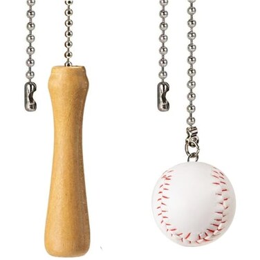 Akahttbn Baseball and Baseball Bats Ceiling Fan Pull Chain Ornaments Extenderwith 12 Silver Bead Chain Fan Pulls