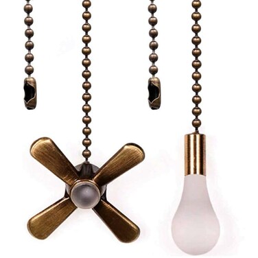 Aoprofree Ceiling Fan Pull Chain Fan Pulls Set with Connector 2 PCS 12 Inches Beaded Ball Fan Pull Chain Bronze