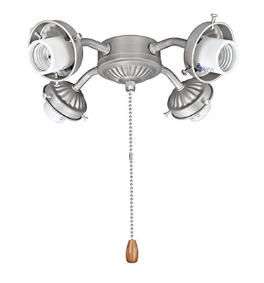 Aspen Creative 2200311 FourLight Ceiling Fan Fitter Light Kit with Pull Chain Brushed Nickel
