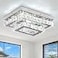 Finktonglan Crystal LED Flush Mount Ceiling Light 11891 Rectangular Close to Ceiling Light 24W 6500K Cool White Daylight K9 Crystal Stainless Steel NonDimmable