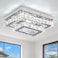 Finktonglan Crystal LED Flush Mount Ceiling Light 11891 Rectangular Close to Ceiling Light 24W 6500K Cool White Daylight K9 Crystal Stainless Steel NonDimmable