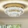 ECOBRT Gold Crystal Chandelier Flush Mount Ceiling Light 98 Surface Mount LED Fixture with Builtin Light Mini Bedroom Light 6000K