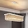 Siljoy 8 Lights Modern Crystal Chandeliers Rectangular K9 Crystal Raindrop Chandelier Rectangle Pendant Ceiling Light for Dining Room Kitchen Island Adjustable Hanging Height L40 x W10 x H10