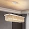 Siljoy 8 Lights Modern Crystal Chandeliers Rectangular K9 Crystal Raindrop Chandelier Rectangle Pendant Ceiling Light for Dining Room Kitchen Island Adjustable Hanging Height L40 x W10 x H10