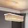 Siljoy 8 Lights Modern Crystal Chandeliers Rectangular K9 Crystal Raindrop Chandelier Rectangle Pendant Ceiling Light for Dining Room Kitchen Island Adjustable Hanging Height L40 x W10 x H10