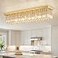 Siljoy Rectangular Gold Crystal Chandelier 8Light Modern Dimmable K9 Crystal Raindrop Chandelier Luxury Rectangle Flush Mount Ceiling Light for Living Room Dining Room Kitchen L40