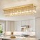 Siljoy Rectangular Gold Crystal Chandelier 8Light Modern Dimmable K9 Crystal Raindrop Chandelier Luxury Rectangle Flush Mount Ceiling Light for Living Room Dining Room Kitchen L40