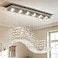 Siljoy Modern Crystal Chandelier Rectangle Wave Raindrop Chandelier L47