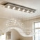 Siljoy Modern Crystal Chandelier Rectangle Wave Raindrop Chandelier L47