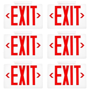 Sunco Lighting Sunco 6 Pack LED Exit Sign with Emergency Light Commercial Grade Double Sided Fire Exit Lights Backup Battery Illuminated Emergency Exit 120277V Dual Mounting UL 94V0 Fire Resistant