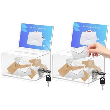 KYODOLED Acrylic Donation Box with Lock for Church Offering Raffle