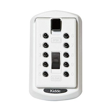 Kidde AccessPoint 001413 KeySafe Original Slimline Push Button Combination Permanent Key Lock Box 2Key White