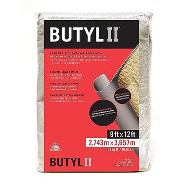 Trimaco Butyl II Two Layer PolyBack Canvas Drop Cloth 9feet x 12feet Beige