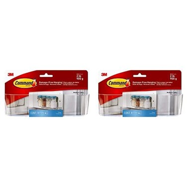 Command Medium Caddy Clear with 4 Clear Indoor Strips Organize DamageFree Pack of 2