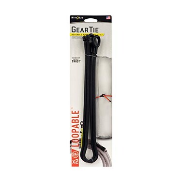 Nite Ize Nite IZE Gear Tie Loopable The Original Reusable Rubber Twist Tie with Sturdy Integrated Loop 24Inch Black 2 Pack Made in The USA