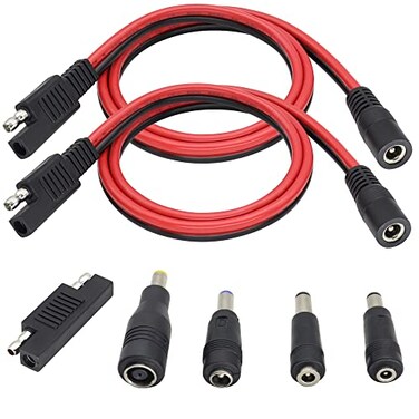 HCFeng 14AWG SAE to DC Power Cable with DC80965 355 254 1735 135MM SAE Polarity Reverse Adapter for Solar Panel Charger 2ft60cm 2pack