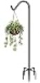 Garbuildman 92 Inch Tall Shepherd Hooks with 5Forked Base Adjustable Heavy Duty Bird Feeder Pole Stand Hanger for Outdoor Shiny Black 1 Pack