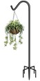Garbuildman 92 Inch Tall Shepherd Hooks with 5Forked Base Adjustable Heavy Duty Bird Feeder Pole Stand Hanger for Outdoor Shiny Black 1 Pack