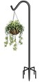 Garbuildman 92 Inch Tall Shepherd Hooks with 5Forked Base Adjustable Heavy Duty Bird Feeder Pole Stand Hanger for Outdoor Shiny Black 1 Pack