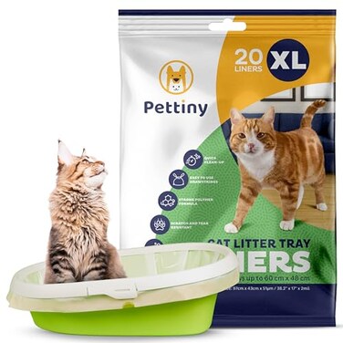 Pettiny 20 XL Cat Litter Box Liners with Drawstrings Scratch Resistant Cat Litter Bags for an Extra Large Litter Pan