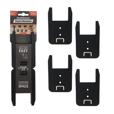 StealthMounts Tool Holder Compatible with Ridgid 18V 4 Pack Black Locking Tool Mounts Made in the UK