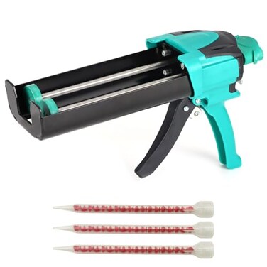 Zyklonix Dual Caulking GunEpoxy Gun for 135 fl oz400 ml11 Mix RatioManual Dual Component Adhesive Applicator with Mixing NozzlesGreen