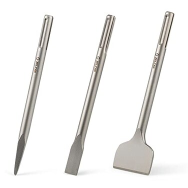 ZELCAN Chisel Set with SDS Max Shanks 3pc SDS Max Chisel Drill Bit Set with Flat Point Scaling Chisels 12 Rotary Hammer Drill Bit Home Improvement Tools for Concrete Stone Tile Floor Removal