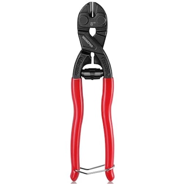 WORKPRO 8inch Mini Bolt Cutter with Recess and Spring Compact Bolt Cutters with Comfortable Soft Grip Security LockCRV Steel Blade for Wire Cables Chains Small Screws