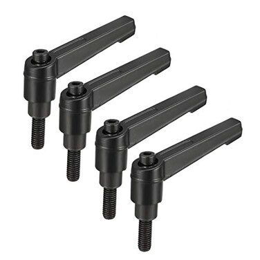 uxcell M6 x 16mm Handle Adjustable Clamping Lever Thread Push Button Ratchet Male Threaded Stud Knobs Locking Rotating Screw Handles Quick Release Bolt Black 4pcs