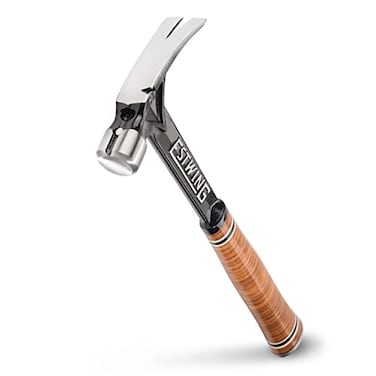 Estwing ESTWING Ultra Series Hammer 15 oz USA Made Short Handle Rip Claw Framing Hammer with Smooth Face Genuine Leather Grip E15SR