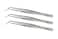 Universal Stainless Steel Tweezers Heavy Pattern Precision Grade Curved Tip Forceps Tweezers with Serrated Tip and Knurled Handle 3 Pack