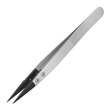 ENGINEER PTZ41 PPS ESDSafe Plastic Tipped Tweezers Straight Interchangeable Fine Pointed Tips Stainless Steel Body