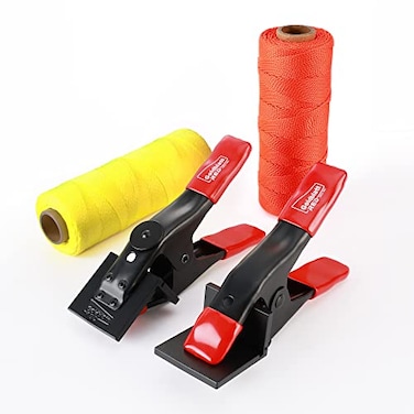 Goldblatt 4 Pieces Mason Line Clamps Mason Line String Line Red Orange Nylon Twine String Rolls Concrete Tools Set Construction Masonry Measurement String for A String Level