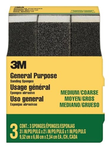3M MediumCoarse Sanding Sponge 334in x 258in x 1in 3Pack