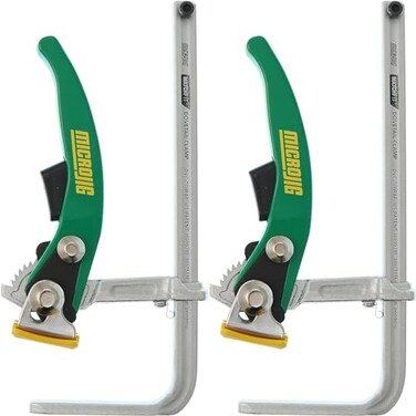 MICROJIG MatchFit Ratchet Clamp 2PACK 7Inch Capacity AntiPivot Spring Quick Release Trigger NoMar Clamp Pad Compatible with Dovetail System Track Saw Guide Rails DVC700RAPX2