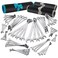 DURATECH 52Piece Combination Wrench Set 32 PCS Combo 20 PCS Stubby SAE Metric CRV Steel with Rolling Pouch