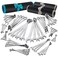 DURATECH 52Piece Combination Wrench Set 32 PCS Combo 20 PCS Stubby SAE Metric CRV Steel with Rolling Pouch