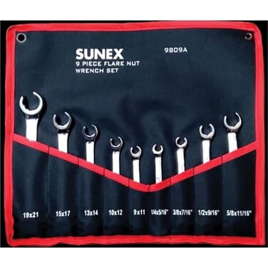 Sunex Tools Sunex SUN9809 9 Piece SAE and Metric Flare Nut Wrench Set