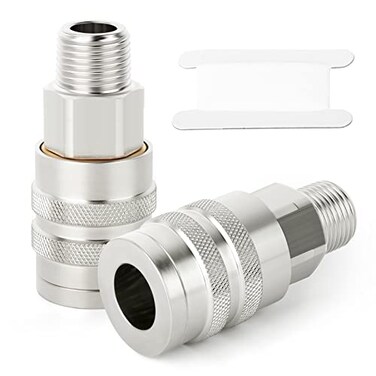 GASHER 2PCS 12Inch Male Industrial Coupler 12 Basic Flow Quick Connect Air Coupler