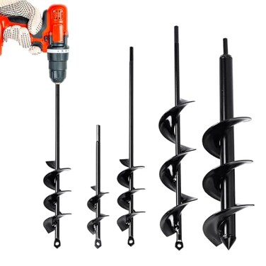 DEEGETEL Auger Drill Bit for Planting 4 Pack Garden Ground Earth Spiral 38 Hex Drive Drill Easy Bulb Post Hole Digger Flowers Metal Bedding Digging Plant Rapid Planter Tool