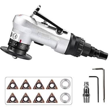 SI FANG Mini Pneumatic Chamfering Tool with Replace Blades Inserts and Bearings 45 Degree Air Chamfer Deburring Tool Portable Chamfering Machine for Metal C012 Angle Quick Trimming Beveling