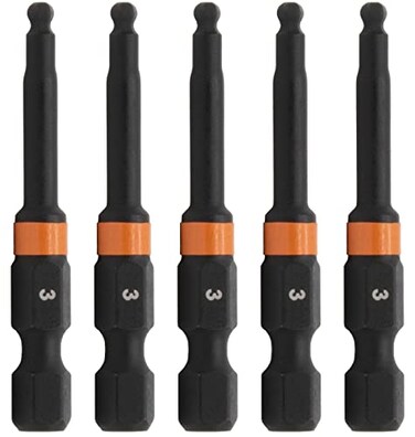 Railer BallEnd Hex 3mm Impact Driver Bit Allen Wrench Drill Hex Bits 14 Quick Release S2 Steel 2 inch 3mm BallEnd Hex Bits 5 Pack