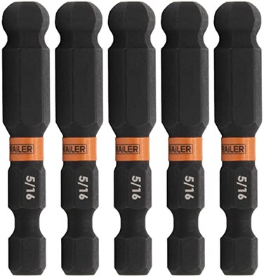 Railer BallEnd Hex 516 Impact Driver Bit Allen Wrench Drill Hex Bits 14 Quick Release S2 Steel 2 inch 516 BallEnd Hex Bits 5 Pack