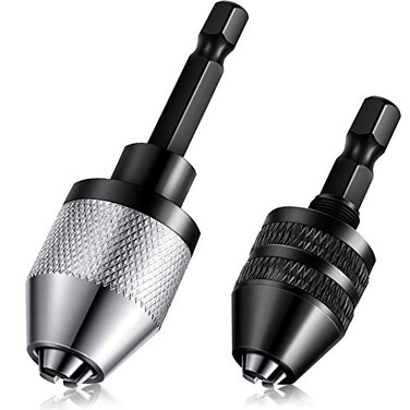 Honoson Keyless Drill Chuck Bit 14 Inch Hex Shank Keyless Drill Chuck Fast Change Converter Extension Screwdriver Adapter in 0365 Mm 0336 mm for Tool Attachment2 Pieces