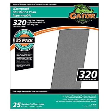 Gator 9 x 11 Waterproof Sanding Sheets 320 Grit 25 Pack